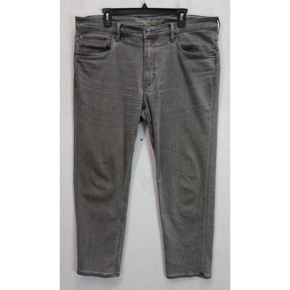 Mens Tommy Bahama Jeans Gray Size 38x30 Indigo Palms Cotton Viscose Stretch